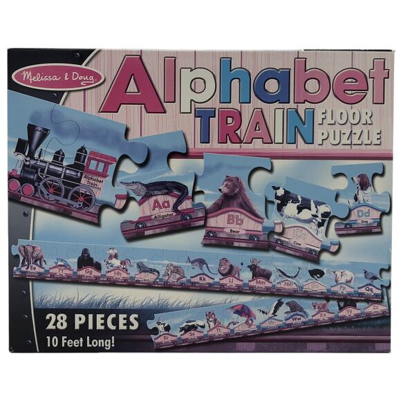 Melissa & Doug Alphabet Train No 424 Jumbo Floor Puzzle 28 Pieces 10 Ft Long - Picture 1 of 4